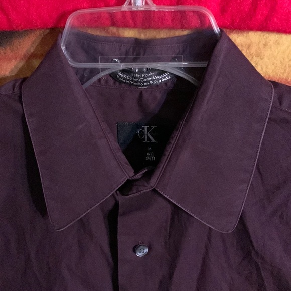 CALVIN KLEIN-men’s violet ‘SATIN POPLIN’ long sleeve button dress shirt - Picture 3 of 9